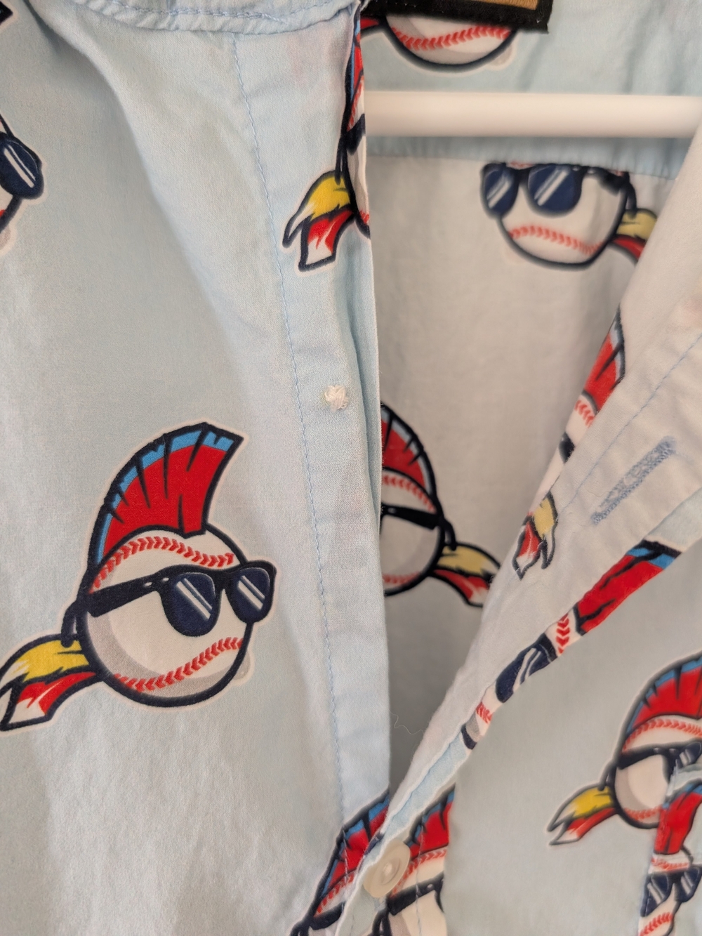 Baseballism Mens Large Blue Major League Wild Thing Button Down Shirt - Picture 2 of 8